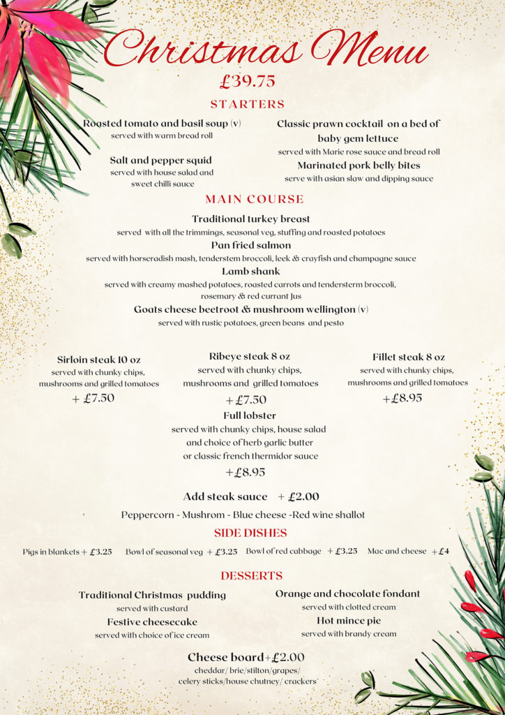 Christmas Menu Steak Lobster & Co