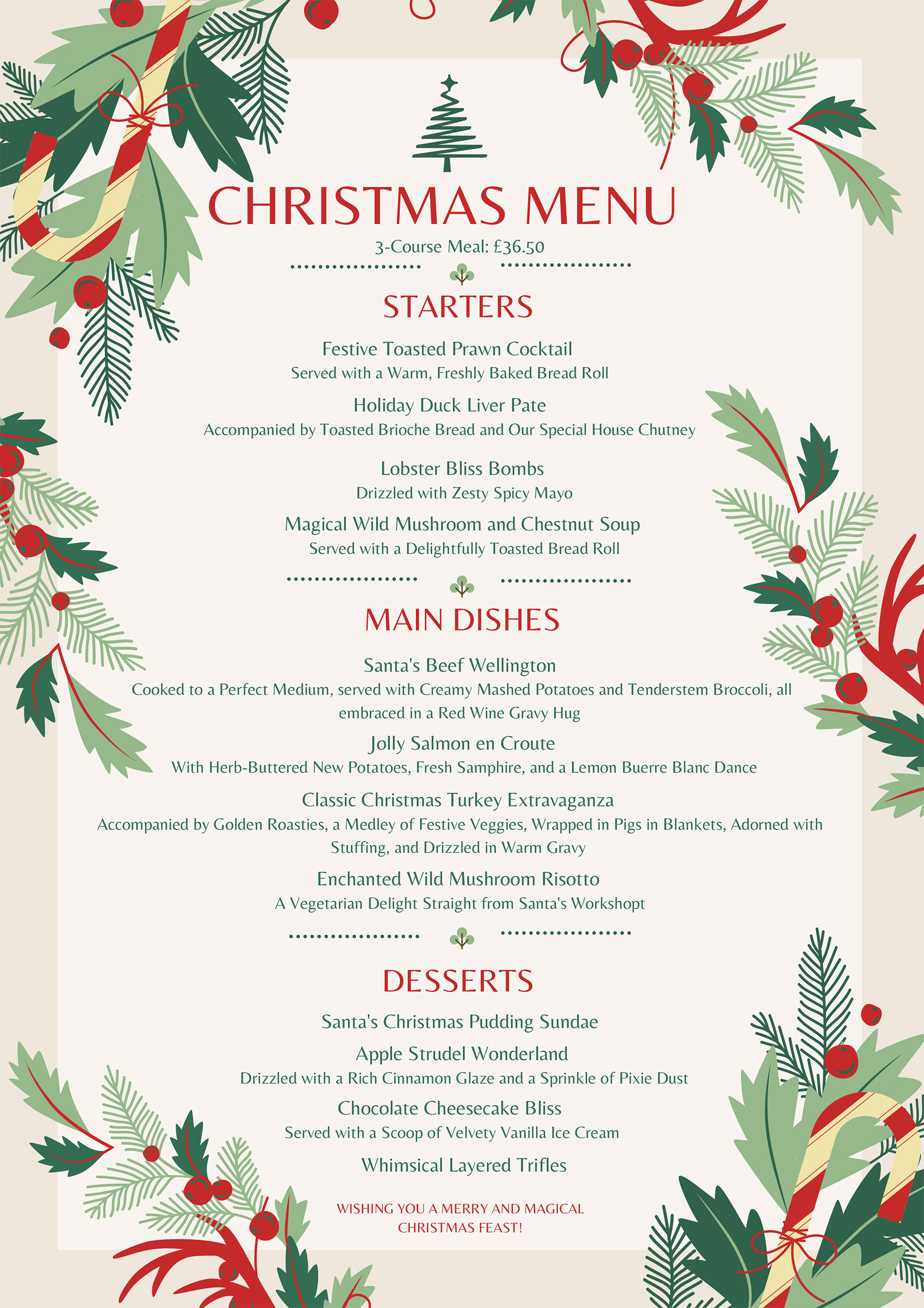 Christmas Menu – Steak Lobster & Co